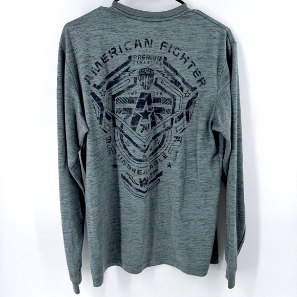 American Fighter Distressed Green and Black Long Sleeve Tee - Picture 3 of 11